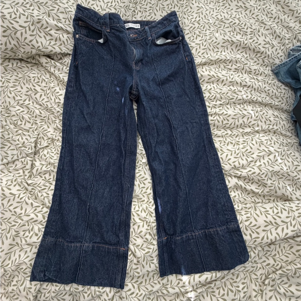 Zara Wideleg Cropped Jeans